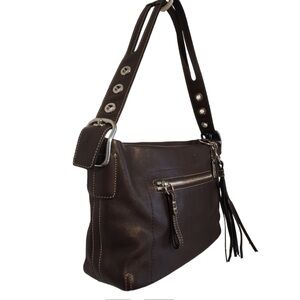 Elegant east west legacy Brown Leather Shoulder Bag